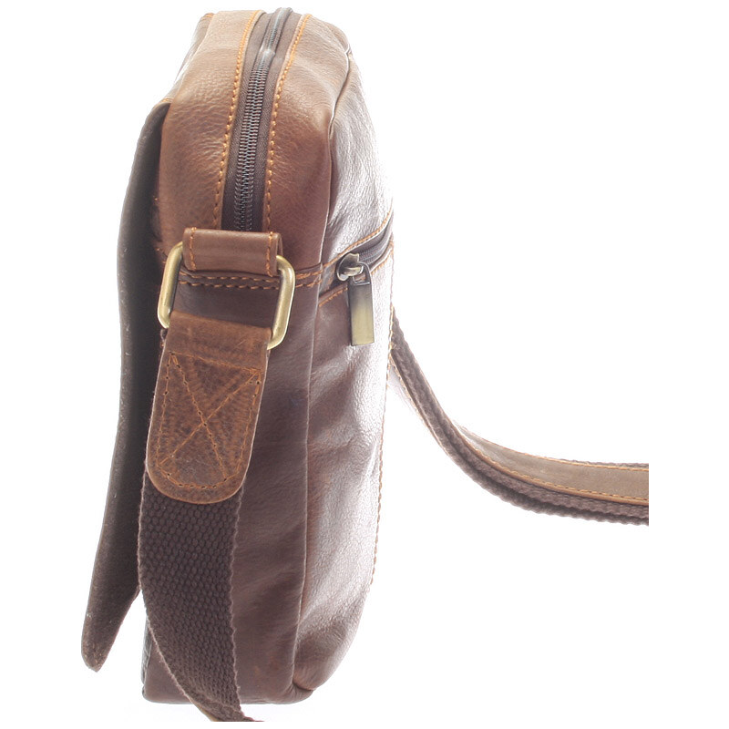 SendiDesign Menší hnědá pánská kožená taška - Sendi Design Merlin hnědá