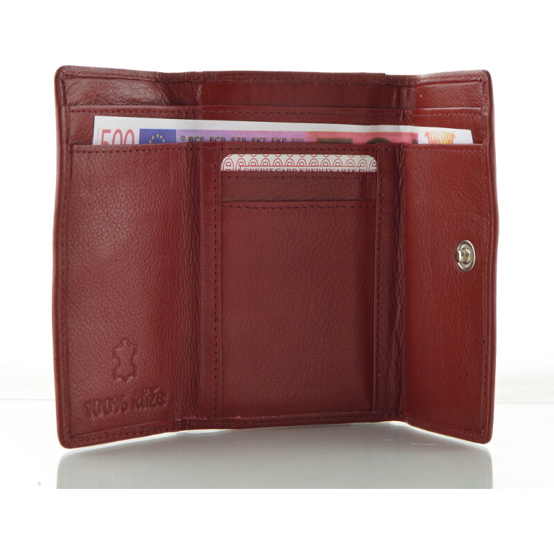 DD Kožená dámská peněženka s rámečkem - červená