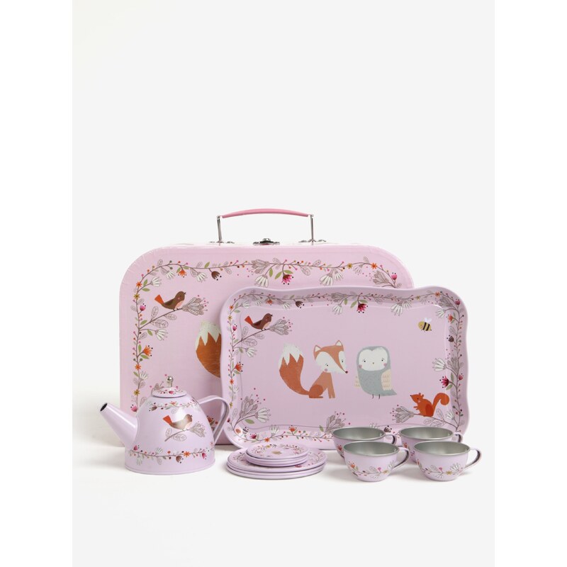 Růžový dětský čajový set s motivem zvířátek Sass & Belle