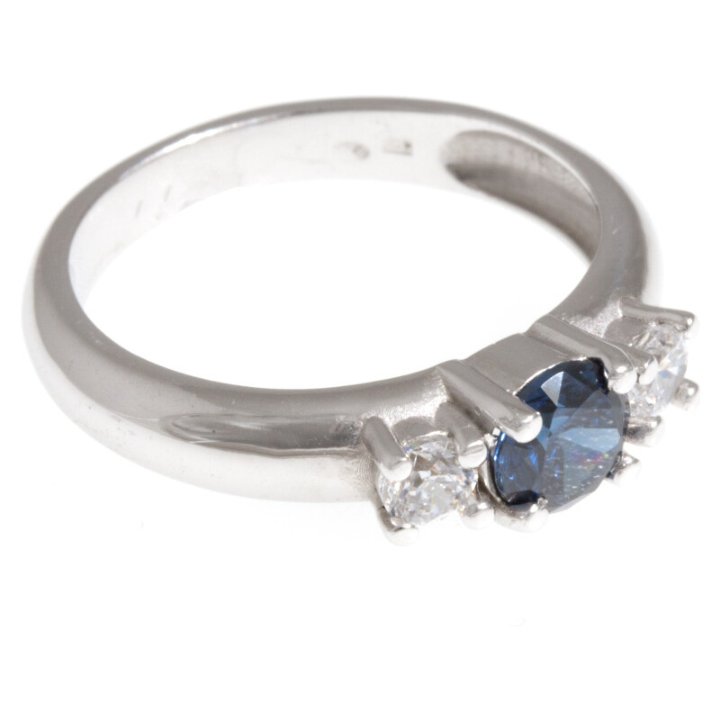 A-diamond.eu jewels Prstýnek stříbrný modrý a čiré zirkony 176