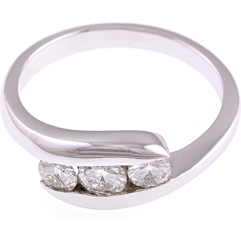 A-diamond.eu jewels Prstýnek z bílého zlata brilantní trojice 350
