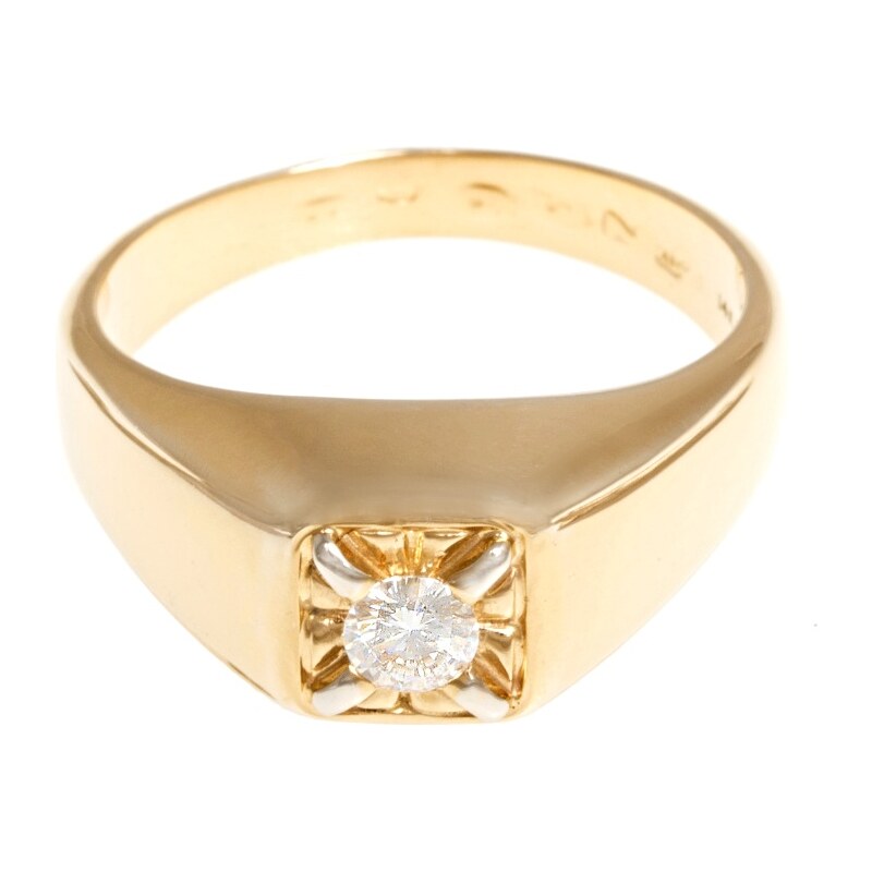 A-diamond.eu jewels Prsten pánský zlatý s přírodním diamantem 887