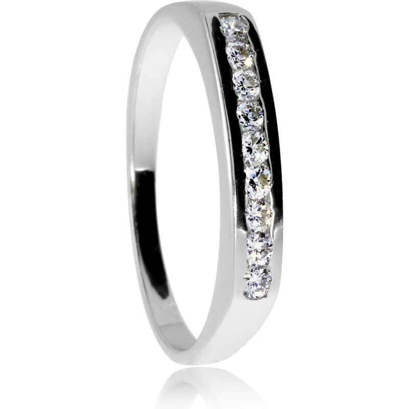 Stříbrný prsten ARETE s diamanty - Devět diamantů v řadě - Velikost 52