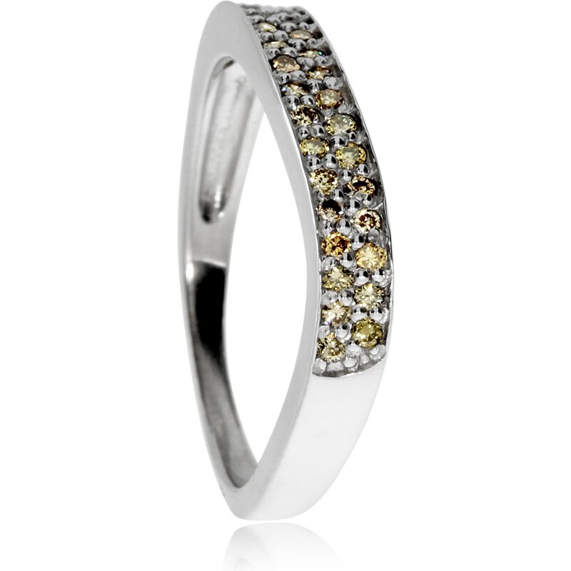 Stříbrný prsten osazený diamanty přírodní zlato-hnědé barvy 0,28 ct, SI1 ARETE - Velikost 52