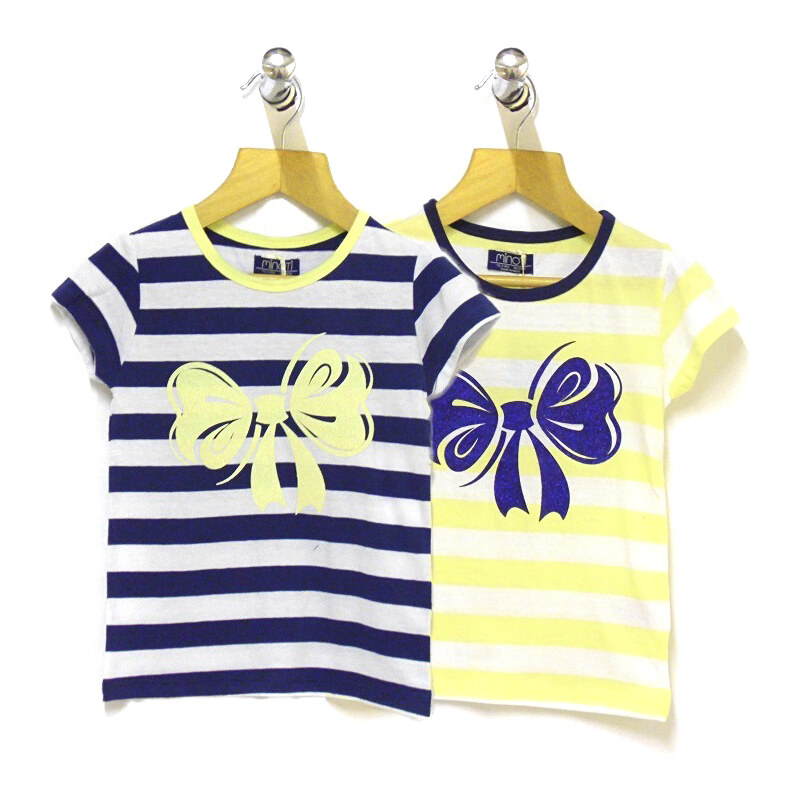 Pruhované dívčí tričko žlutá mašle 1-4 roky