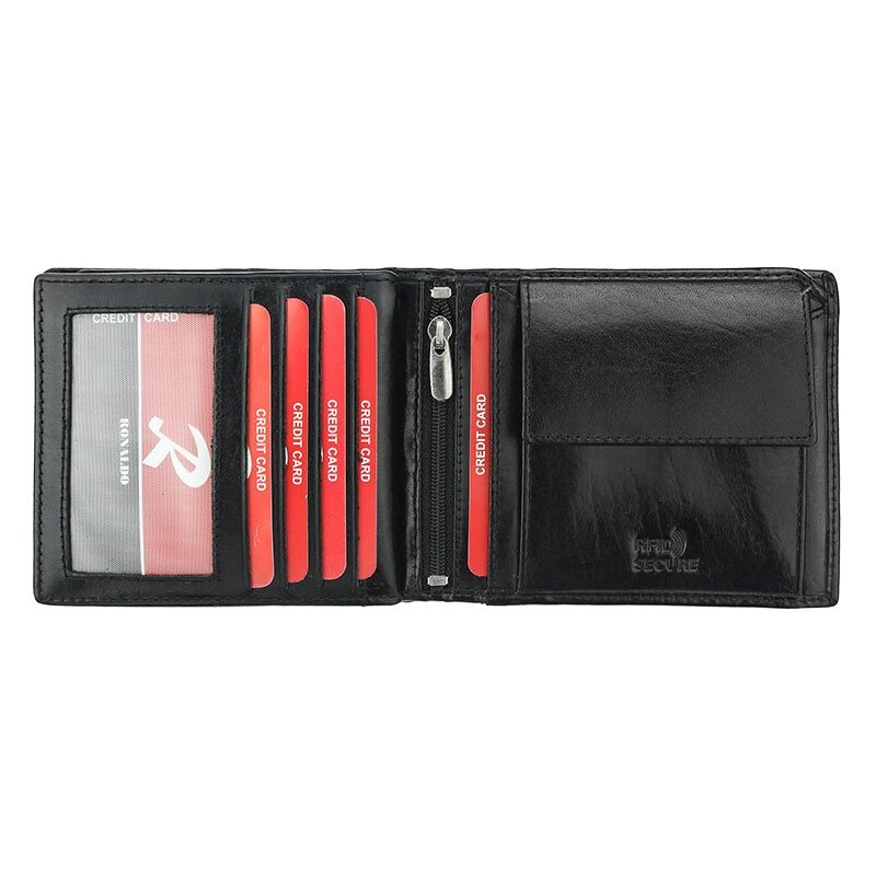 Pánská kožená peněženka Ronaldo N01-VT RFID černá / modrá