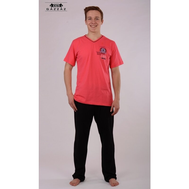 Gazzaz Pánské pyžamo s krátkým rukávem Pohár - korálová