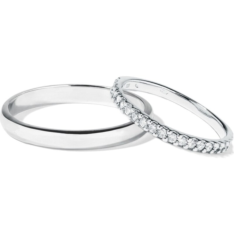 Snubní prsteny z bílého zlata s diamanty KLENOTA wk00322