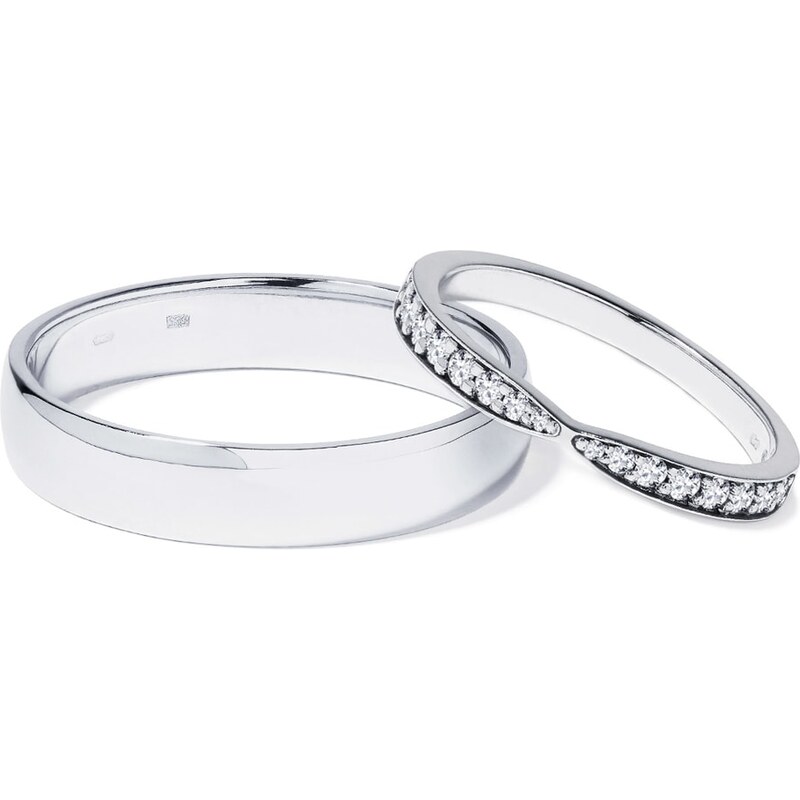 Platinové snubní prsteny zdobené brilianty KLENOTA wk00188