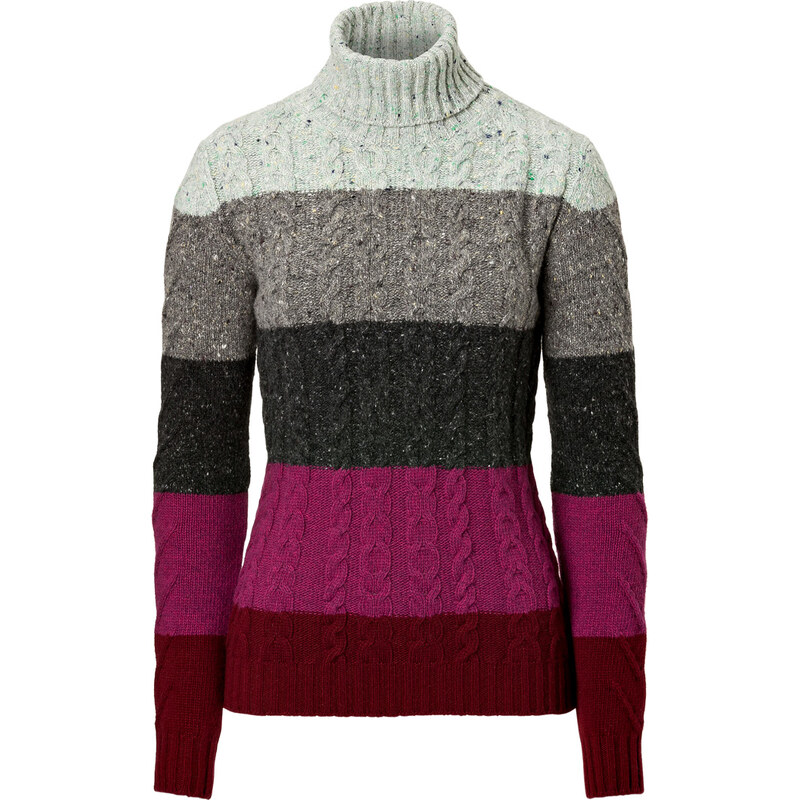 Etro Wool-Cashmere Striped Turtleneck Pullover