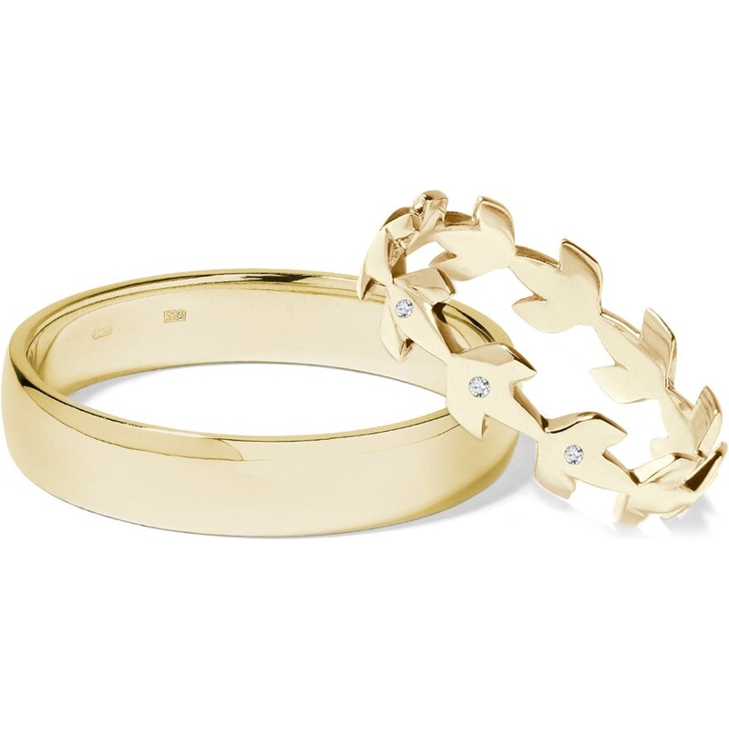 Zlaté snubní prsteny s diamanty KLENOTA wk01833