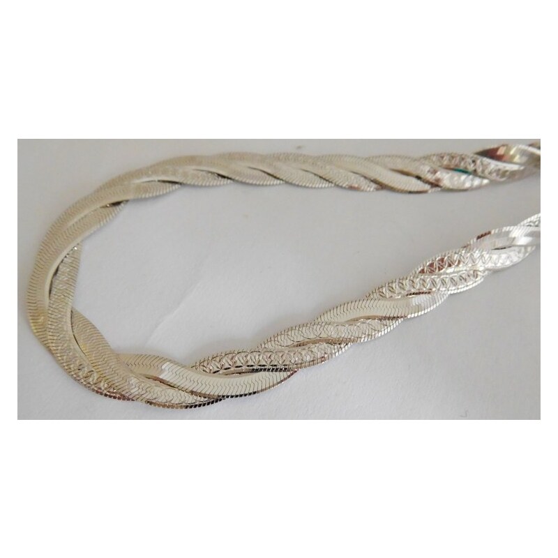 Klenoty Budín Stříbrný pletený náhrdelník (řetízek) - rhodiovaný 50cm 85773888