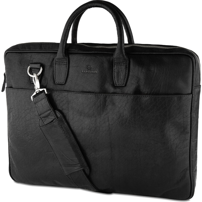 Lucleon Černá kožená taška Montreal Slim 17" Executive AJ-13-1