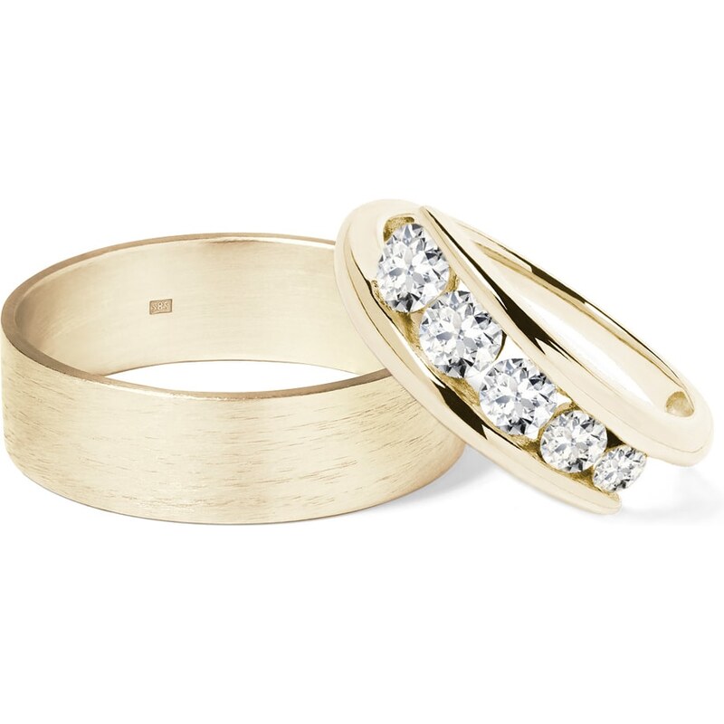 Zlaté snubní prsteny s diamanty KLENOTA wk02733