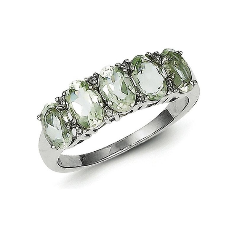 Stříbrný prsten se zelenými ametysty KLENOTA sil6462