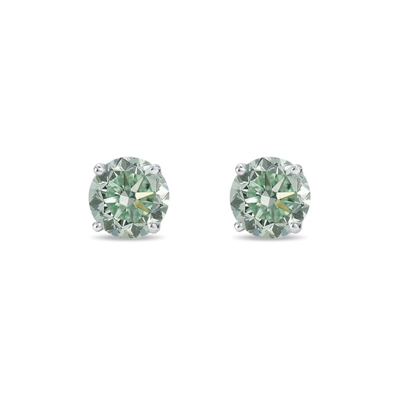 Náušnice se zelenými diamanty z bílého zlata KLENOTA st037