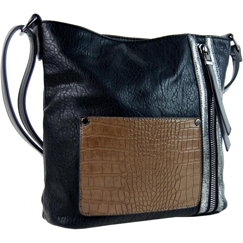 Sun-bags Dámská crossbody kabelka s čelní kroko kapsičkou F-014 černá