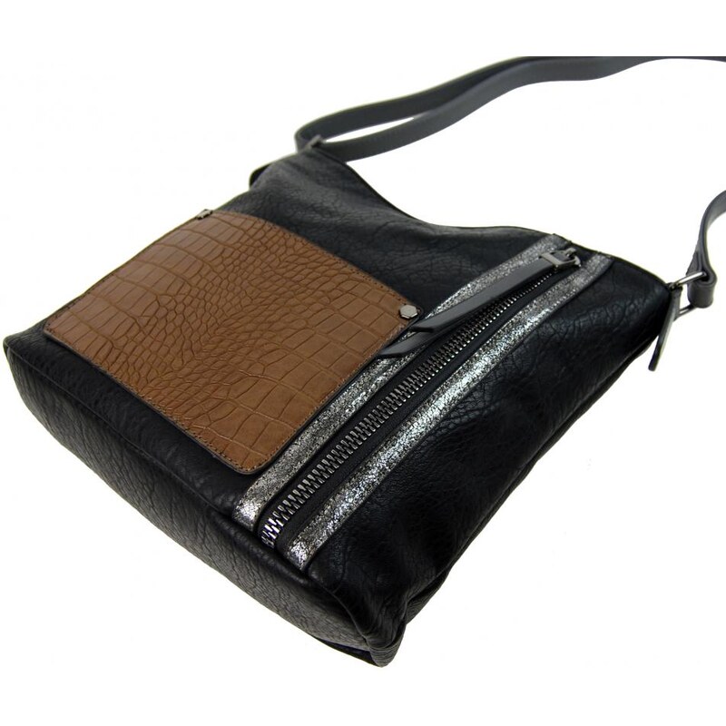 Sun-bags Dámská crossbody kabelka s čelní kroko kapsičkou F-014 černá