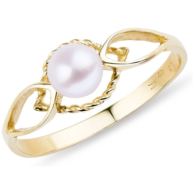 Zlatý prsten s perlou KLENOTA k0164013