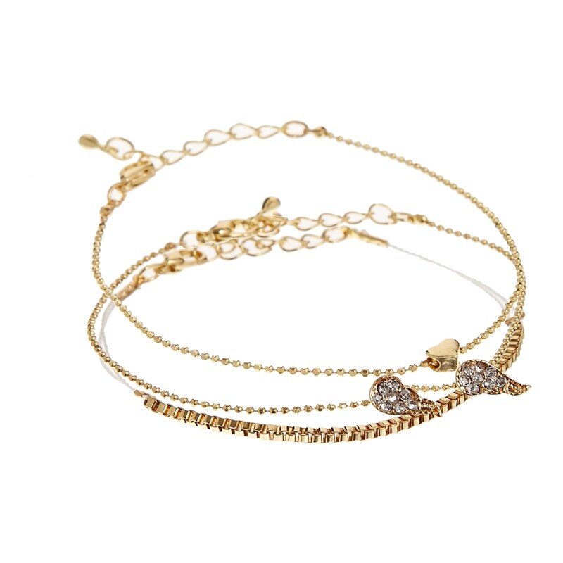 ASOS Heart & Angel Wing Bracelet Pack - Gold