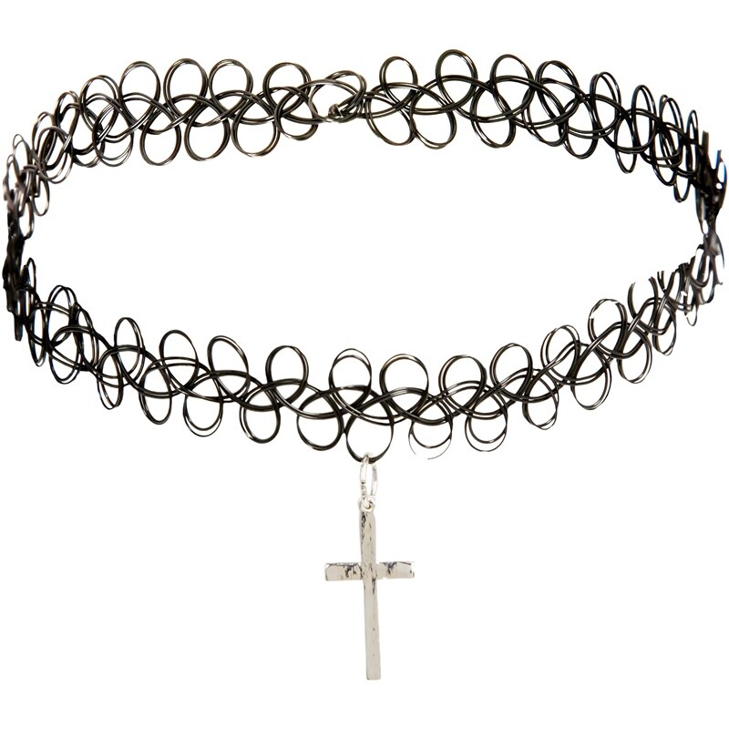 ASOS Cross 90s Tattoo Choker Necklace - Black
