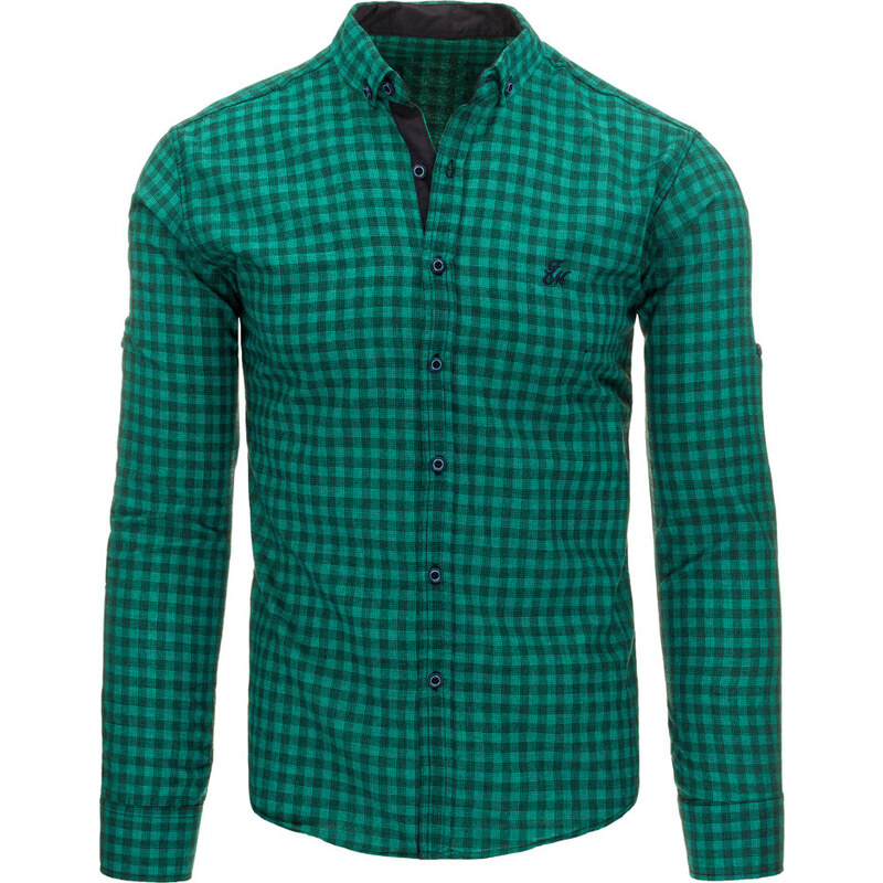 OSTATNÍ Pánská kostkovaná zelená košile (dx1011)