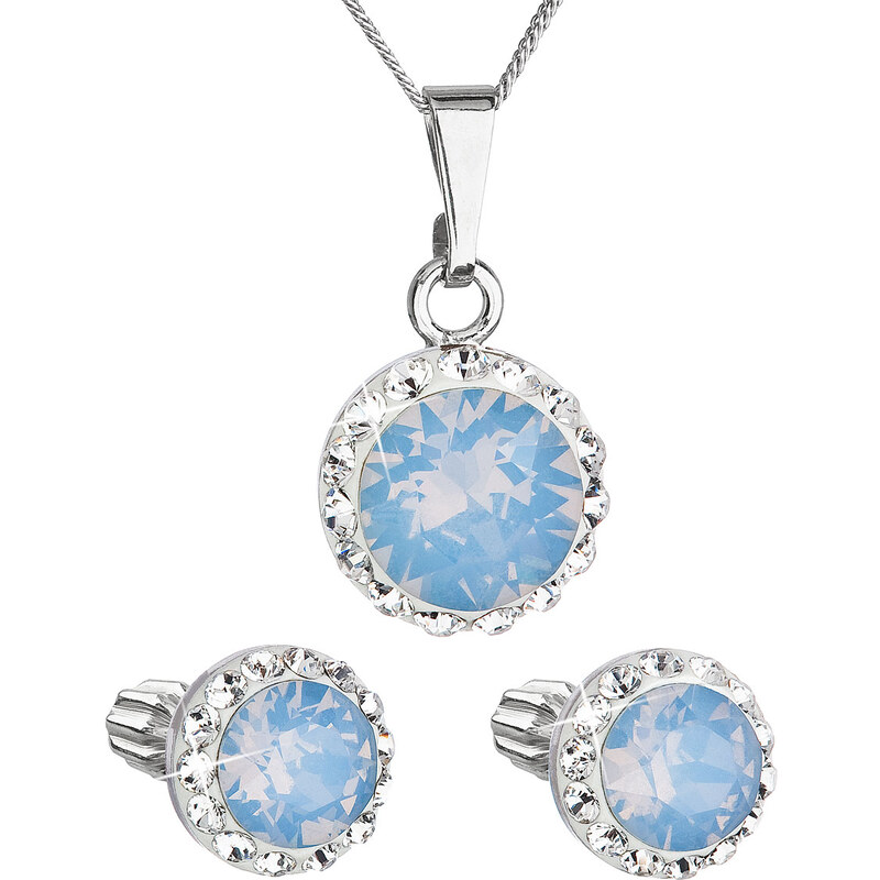 Sada šperků s krystaly Swarovski náušnice, řetízek a přívěšek modré 74171366