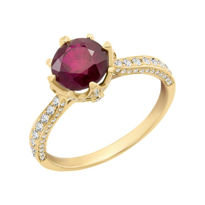 Eppi Zlatý prsten s rubínem a diamanty Gadey