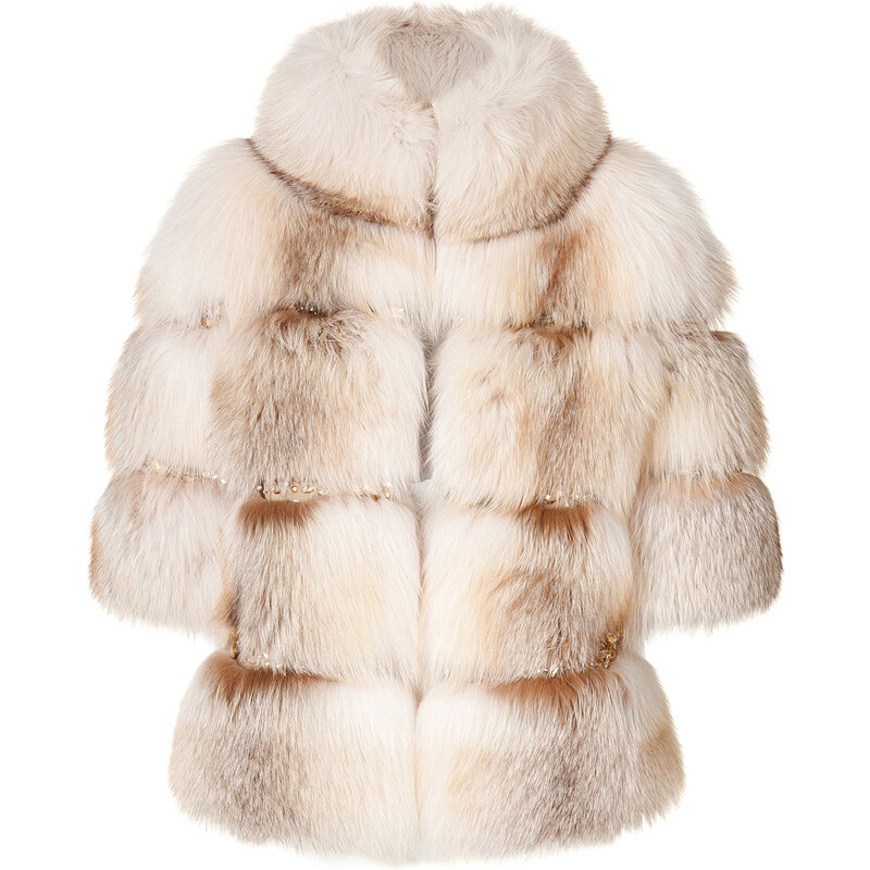 Dsquared2 Arctic Fox Fur Coat with Crystal Trim
