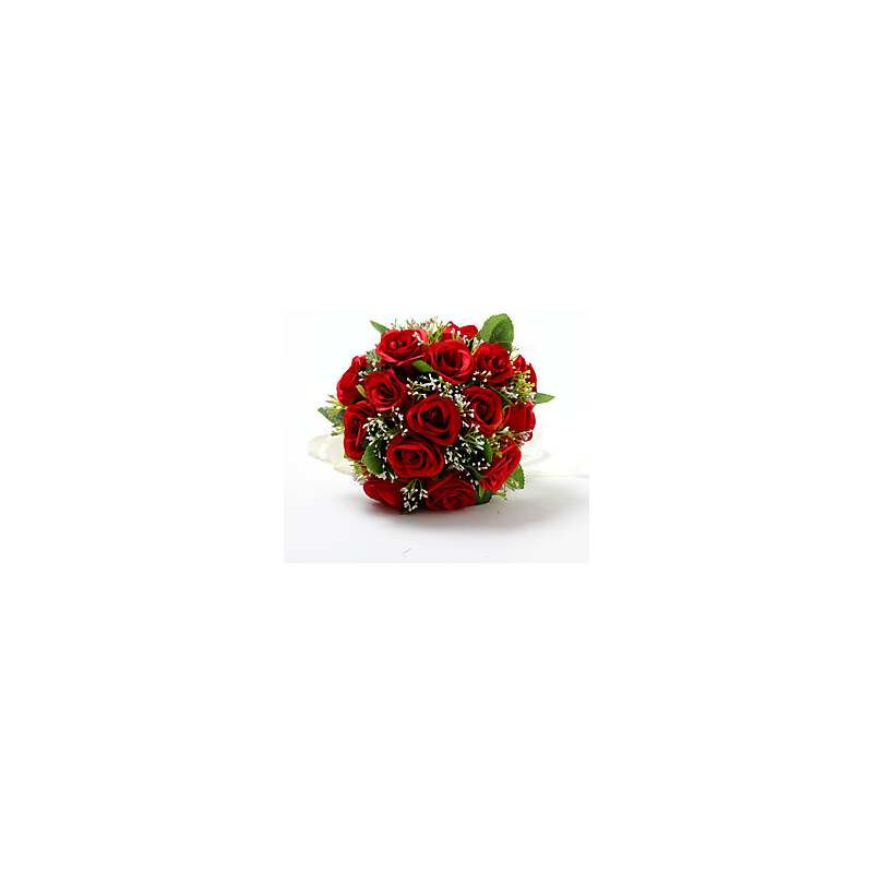 LightInTheBox Red Satin / Cotton Rose Round Wedding Bridal Bouquet