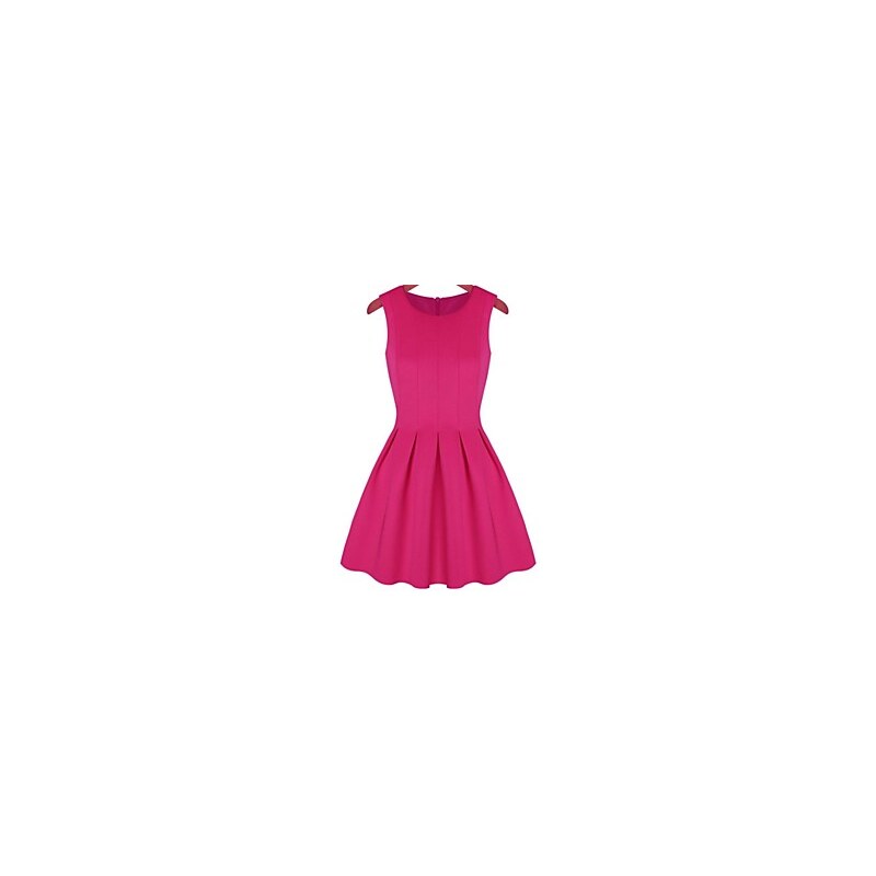 LightInTheBox Sheinside Women's Pink Round Neck Sleeveless Pleated Flare Dress