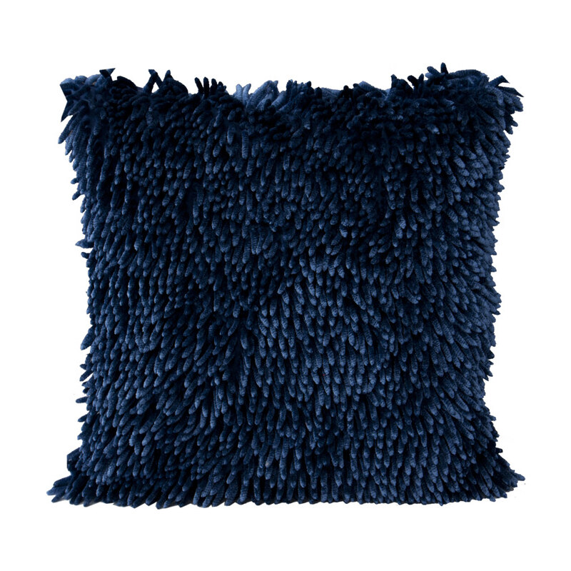 Polštář SHAGGY 40x40 cm žinylka s vlasem, tmavě modrý, Mybesthome Varianta: Povlak na polštář s výplní, 40x40 cm