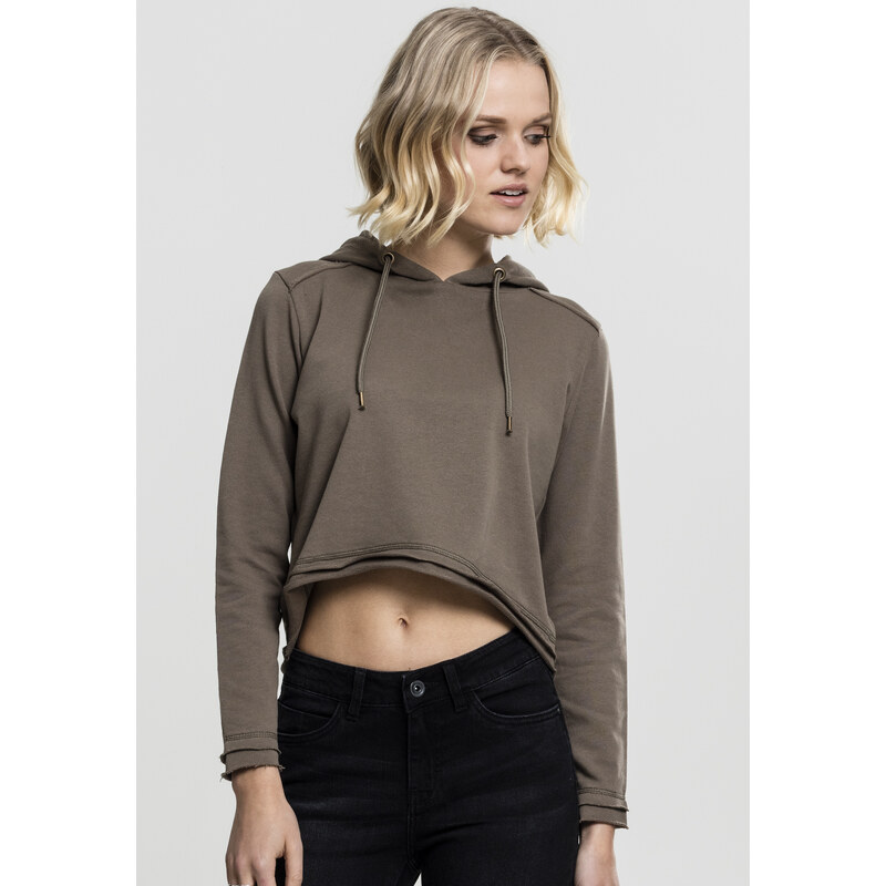 Urban Classics Dámská vojenská barva Cropped Terry Hoody