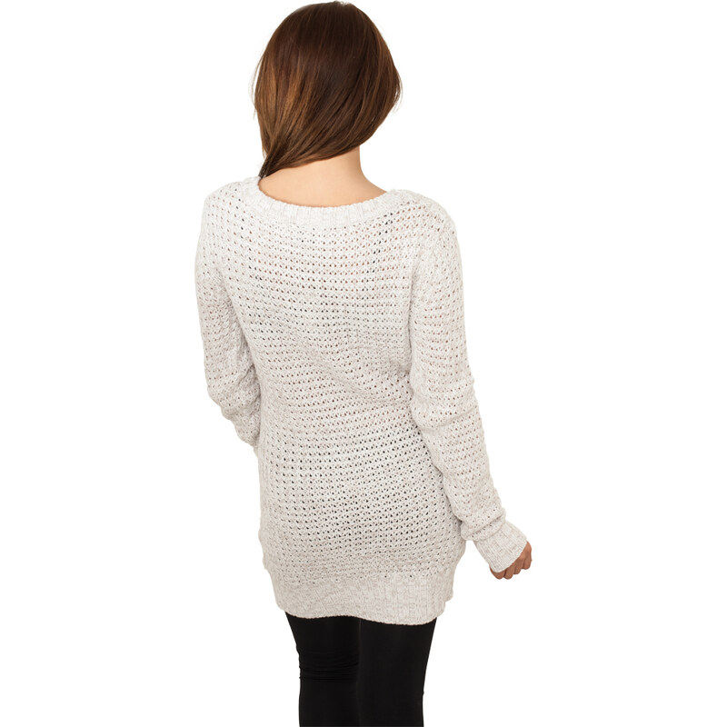 URBAN CLASSICS Ladies Long Wideneck Sweater - offwhite