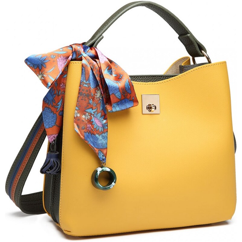 Miss Lulu Kabelka Silk Scarf Yellow / Green 23961746