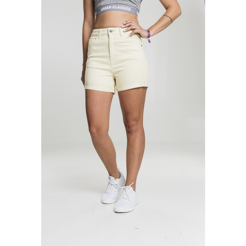 UC Ladies Dámské šortky Highwaist Stretch Twill Pudrově žluté