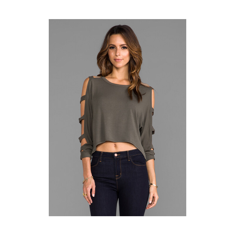 Blue Life Scoop Neck Ladder Top in Army
