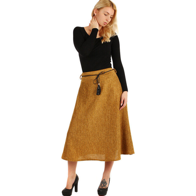 Glara Dlouhá dámská úpletová sukně s melírovaným vzorem