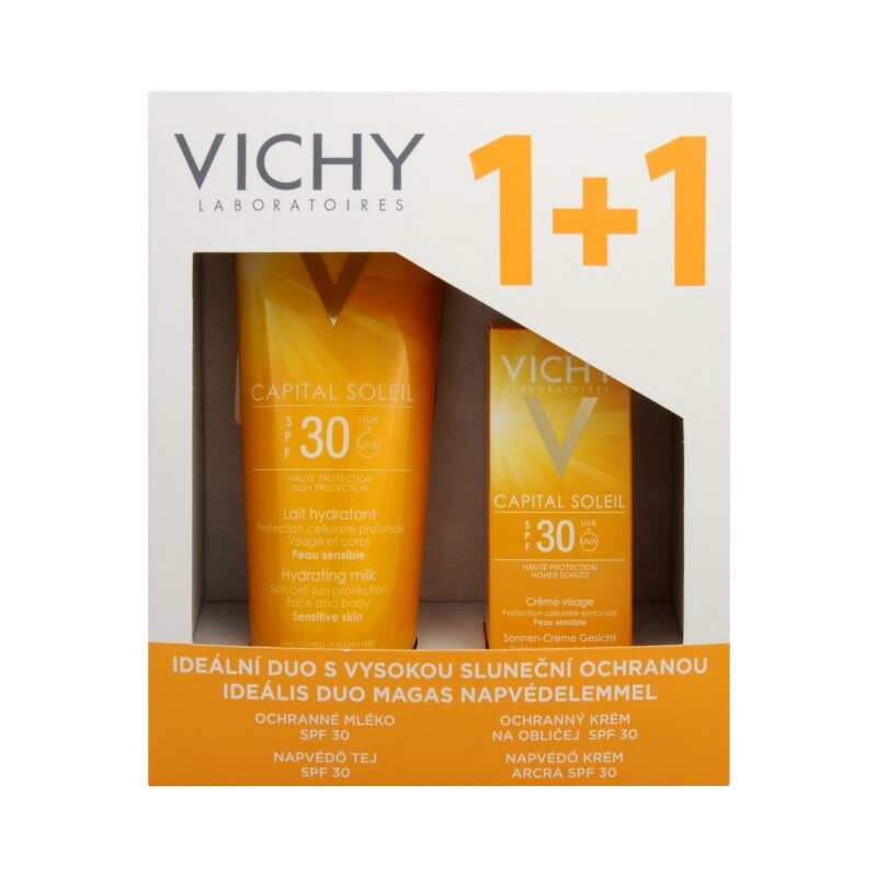 Vichy Ideální duo set: opalovací mléko SPF 30 300 ml a ochranný krém na obličej SPF 30 50 ml