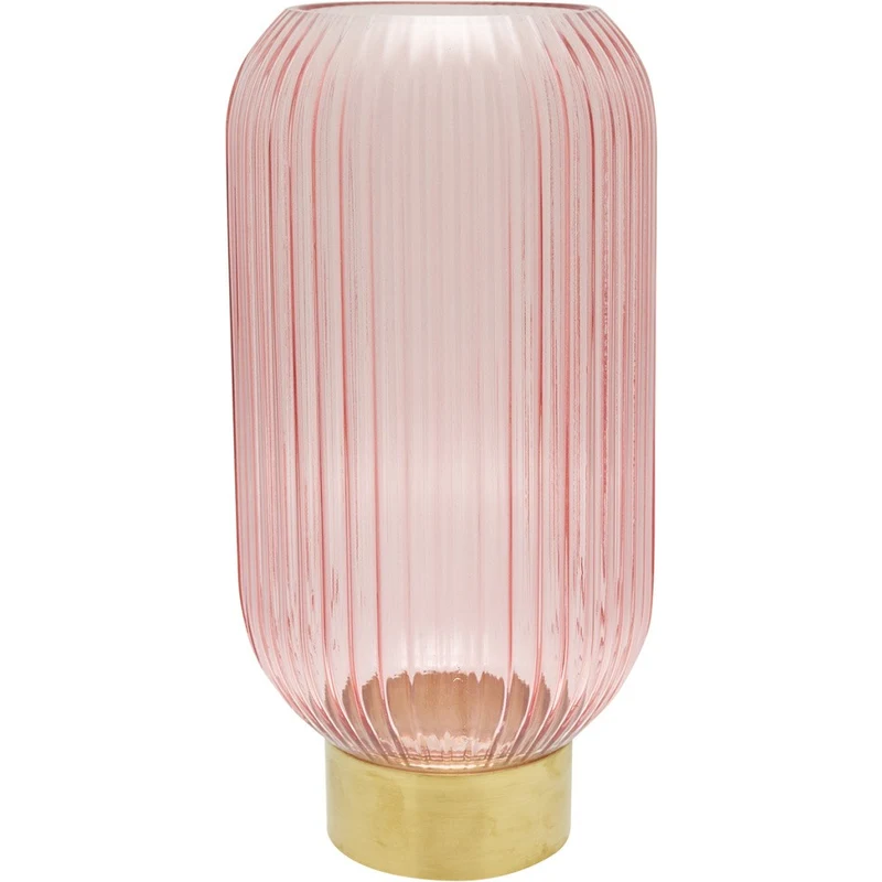 Bonami Růžová skleněná váza s kovovým podstavcem Green Gate, výška 31 cm -  GLAMI.cz