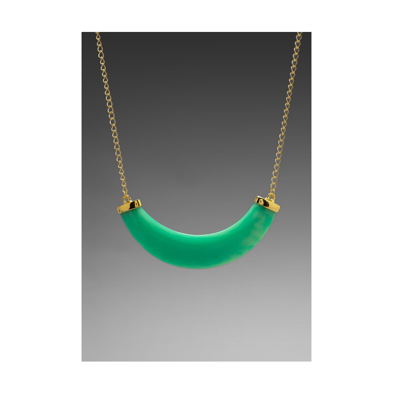 Kenneth Jay Lane Polished Gold/Jade Resin Bib Necklace Light Mint