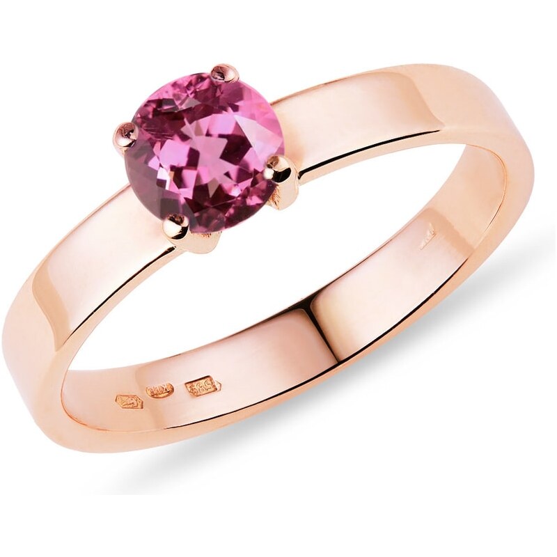 Zlatý prsten s turmalínem v růžovém zlatě KLENOTA k0355034