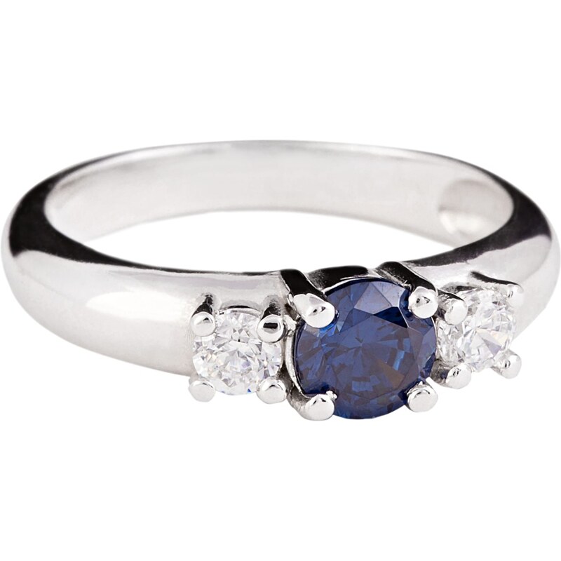 A-diamond.eu jewels Prstýnek stříbrný modrý a čiré zirkony 176