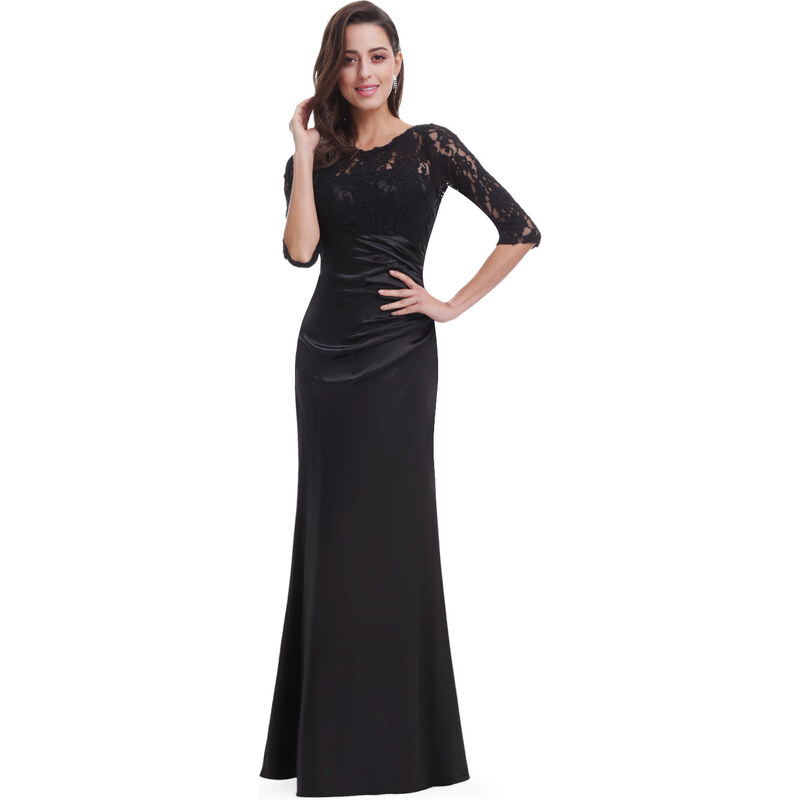 Ever-Pretty Elegantní černé večerní šaty s tříčtvrtečními rukávy