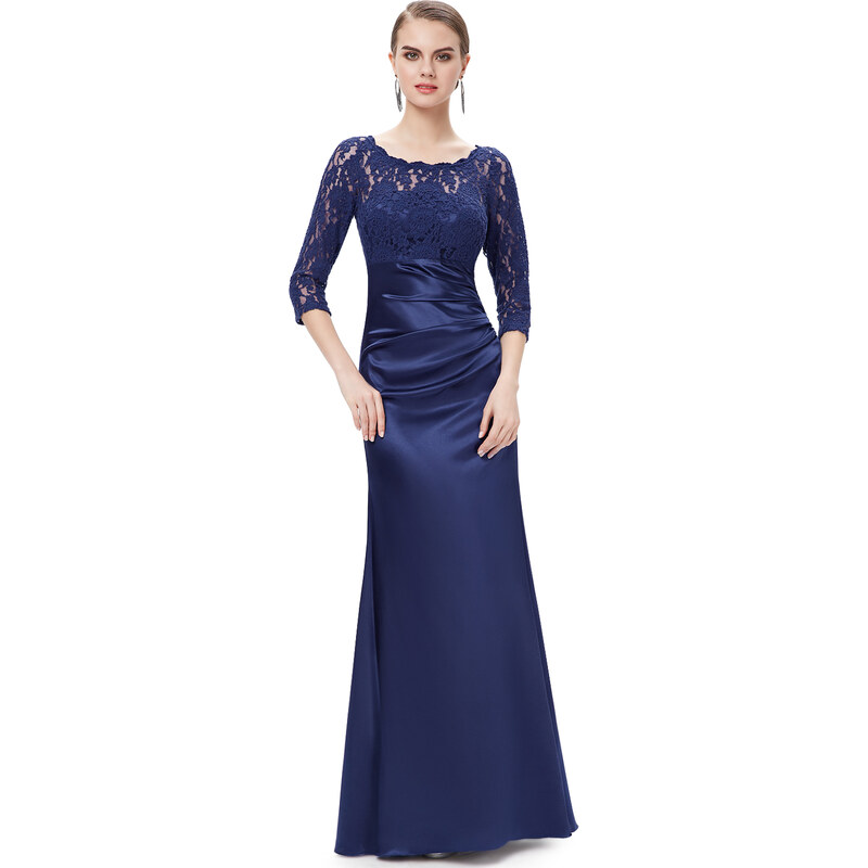 Ever-Pretty Elegantní námořnicky modré večerní šaty s tříčtvrtečními rukávy