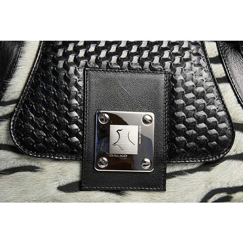 černá kožená kabelka s kožešinou 10-1238-2605, Galko