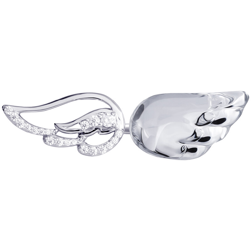 Stříbrný prsten Crystal Wings, andělská křídla s křišťálem Preciosa