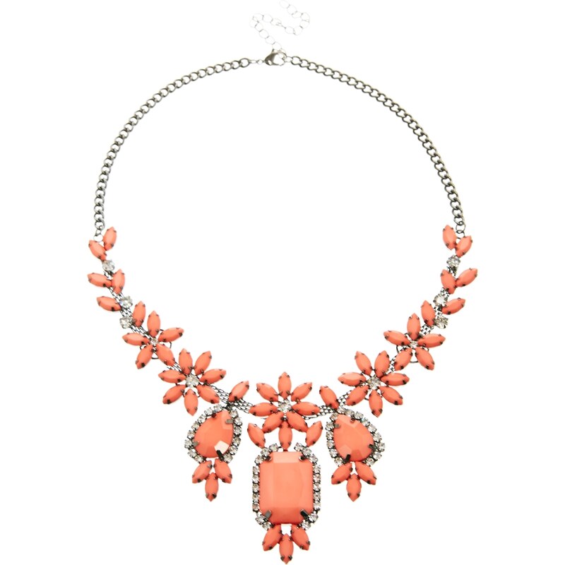 Johnny Loves Rosie Coral Amelie Multi-Floral Statement Necklace - Orange
