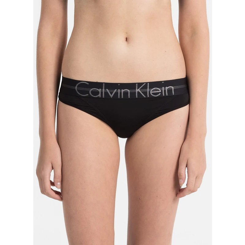 Calvin Klein černá tanga s černou širokou gumou Thong - L - GLAMI.cz