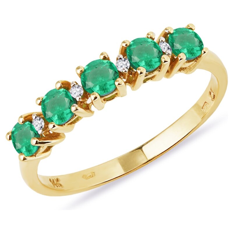 Prsten ze zlata se smaragdy a diamanty KLENOTA k0304013